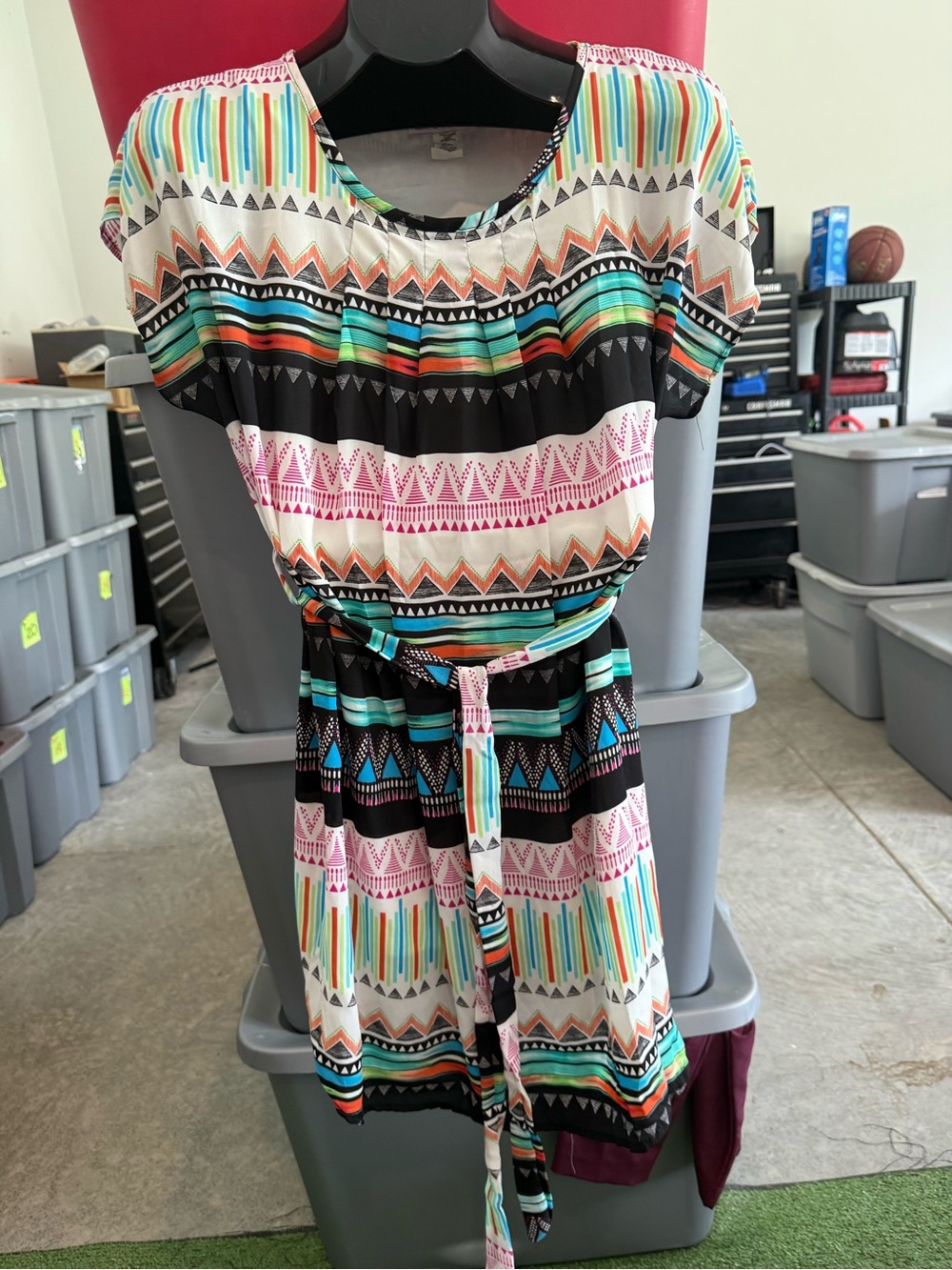 Lipstick Boutique Multicolor Aztec Print Short Sleeve Dress p35